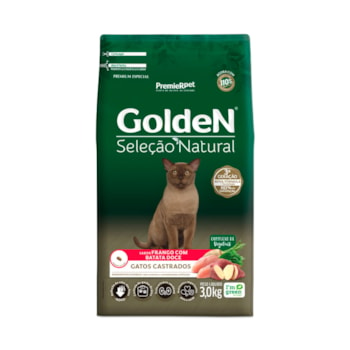 Ração Golden Seleção Natural para Gatos Castrados Sabor Frango com Batata Doce