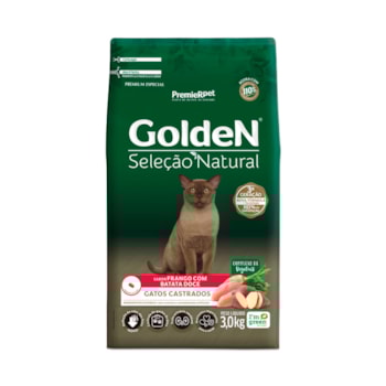 Ração Golden Seleção Natural para Gatos Castrados Sabor Frango com Batata Doce Ração Golden Seleção Natural para Gatos Castrados Sabor Frango com Batata Doce