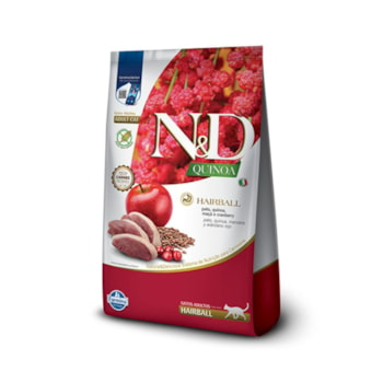 Ração N&D Quinoa Hairball para Gatos Adultos Sabor Pato, Quinoa, Maçã e Cranberry