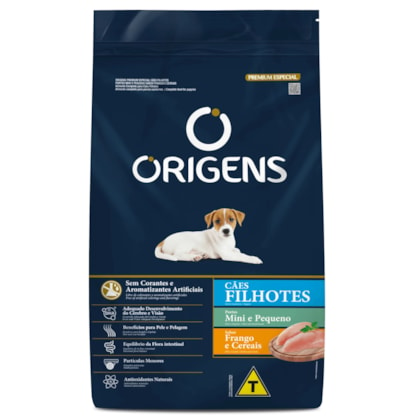 Ração Origens Premium Especial Cães Filhotes Portes Mini e Pequeno Sabor Frango e Cereais