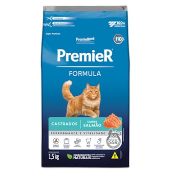 Ração Premier Formula para Gatos Adultos Castrados Sabor Salmão