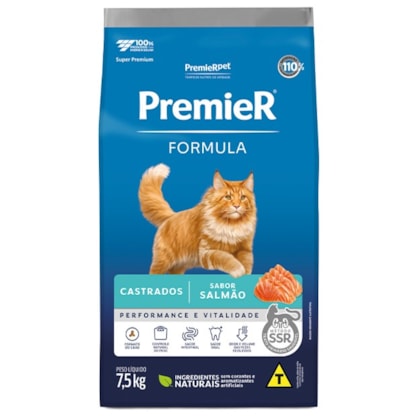 Ração Premier Formula para Gatos Adultos Castrados Sabor Salmão