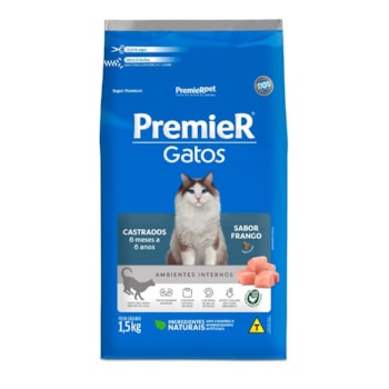 Ração Premier para Gatos Castrados de 6 meses a 6 anos Sabor Frango