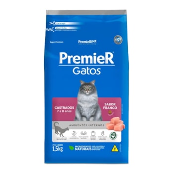 Ração Premier para Gatos Castrados de 7 a 11 anos Sabor Frango