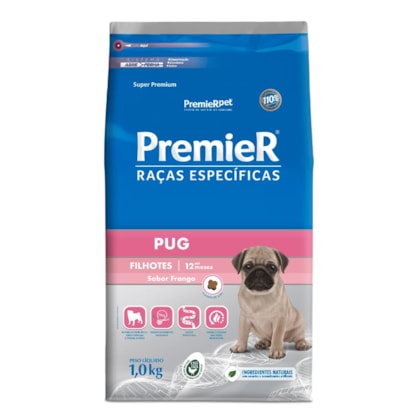 Ração Premier Raças Específicas Pug para Cães Filhotes Sabor Frango ...