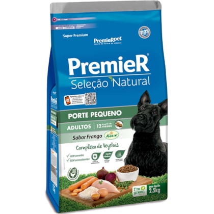 Ração Premier Seleção Natural para Cães Adultos Raças Pequenas Sabor Frango