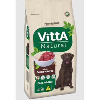 Ração Premier Vitta Natural Cães Adultos Carne e Arroz 15Kg