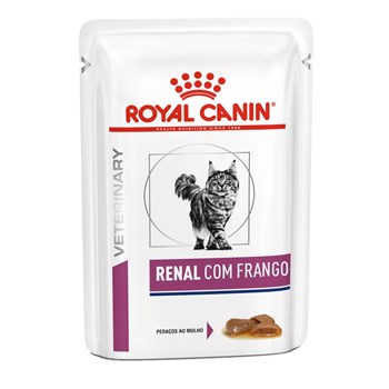 Ração Royal Canin Sachê Feline Veterinary Diet Renal Frango para Gatos com Doença nos Rins