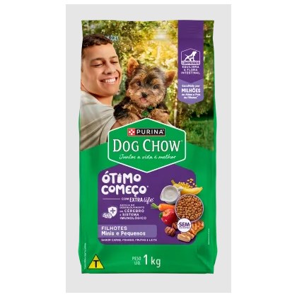 Ração Seca Dog Chow Extra Life para Cães Filhotes Raças Pequenas Sabor Frango e Arroz