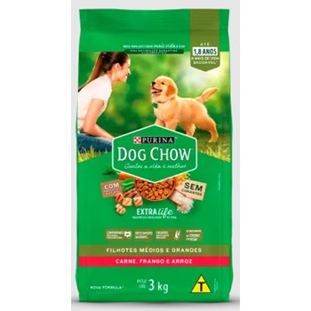 Ração Seca Dog Chow para Cães Filhotes Sabor Frango e Arroz