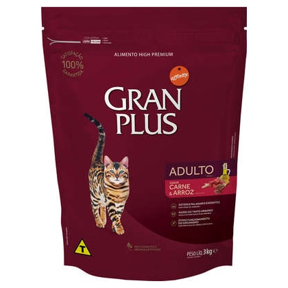 Ração Seca GranPlus Carne e Arroz para Gatos Adultos