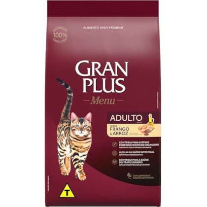 Ração Seca GranPlus Frango e Arroz para Gatos Adultos