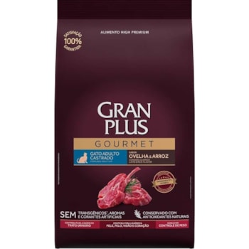 Ração Seca GranPlus Gourmet Ovelha e Arroz para Gatos Castrados