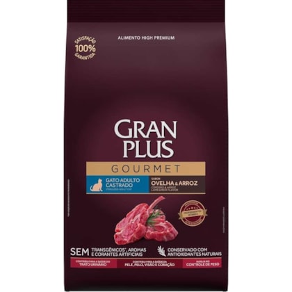 Ração Seca GranPlus Gourmet Ovelha e Arroz para Gatos Castrados