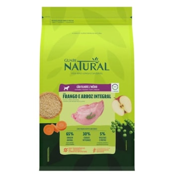 Ração Seca Guabi Natural Frango e Arroz Integral para Cães Filhotes Raças Média Ração Seca Guabi Natural Frango e Arroz Integral para Cães Filhotes Raças Média