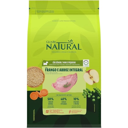 Ração Seca Guabi Natural Frango e Arroz Integral para Cães Sênior Raças Mini e Pequena