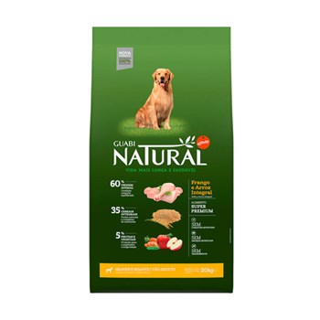 Ração Seca Guabi Natural para Cães Adultos de Raças Grandes e Gigantes sabor Frango e Arroz Integral