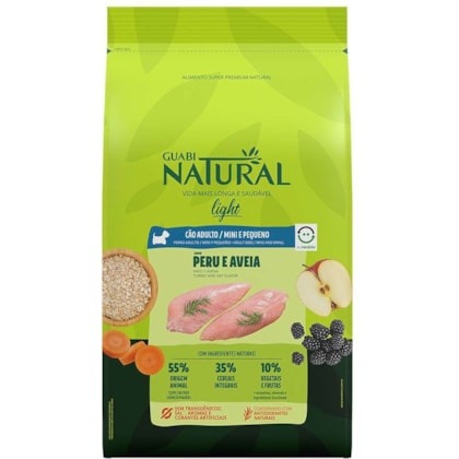 Ração Seca Guabi Natural Peru e Aveia Cão Adulto Light Mini e Pequeno 2,5kg