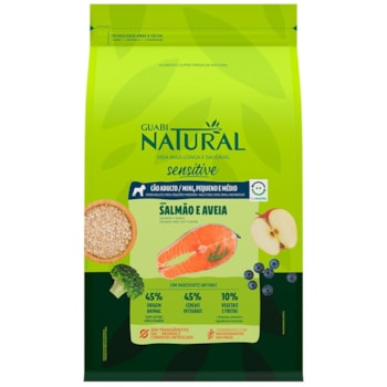 Ração Seca Guabi Natural Sensitive Salmão e Aveia para Cães Adultos Raças Mini, Pequena e Média