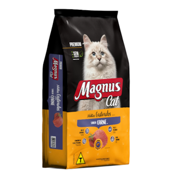 Ração Seca Magnus Cat Premium Gatos Adultos Castrados Sabor Carne 1kg