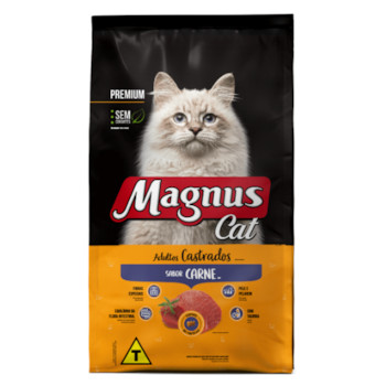 Ração Seca Magnus Cat Premium Gatos Adultos Castrados Sabor Carne 1kg