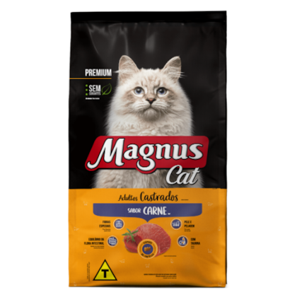Ração Seca Magnus Cat Premium Gatos Adultos Castrados Sabor Carne 1kg