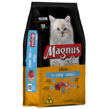 Ração Seca Magnus Cat Premium Gatos Filhotes Sabor Carne e Frango 1kg