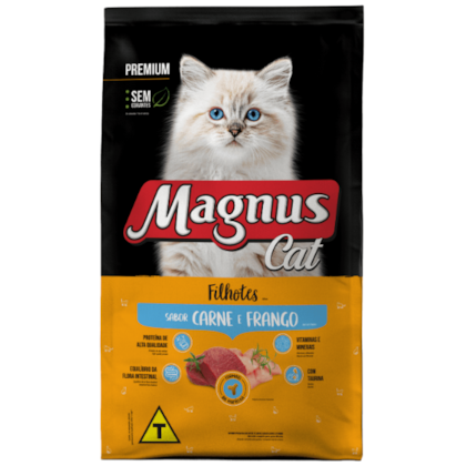 Ração Seca Magnus Cat Premium Gatos Filhotes Sabor Carne e Frango 1kg