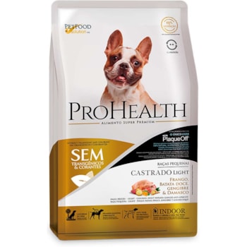 Ração Seca ProHealth Light para Cães Castrados de Porte Pequeno Sabor Frango Batata Doce Gengibre e Damasco