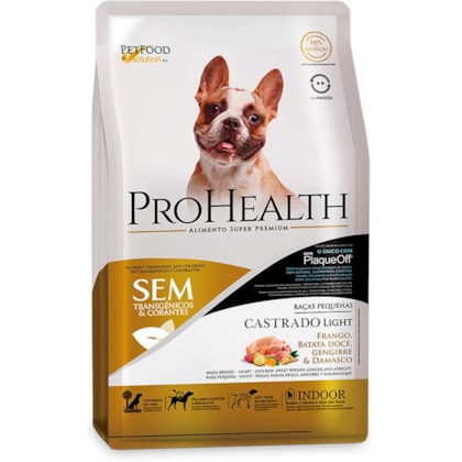 Ração Seca ProHealth Light para Cães Castrados de Porte Pequeno Sabor Frango Batata Doce Gengibre e Damasco