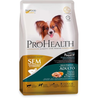 Ração Seca ProHealth para Cães Adultos de Porte Pequeno Sabor Frango Abóbora Blueberry e Cúrcuma