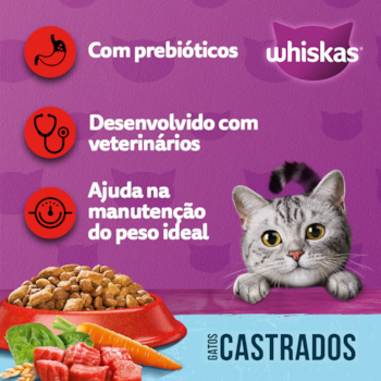 Ração Seca Whiskas Carne para Gatos Castrados 10,1kg Ração Seca Whiskas Carne para Gatos Castrados 10,1kg