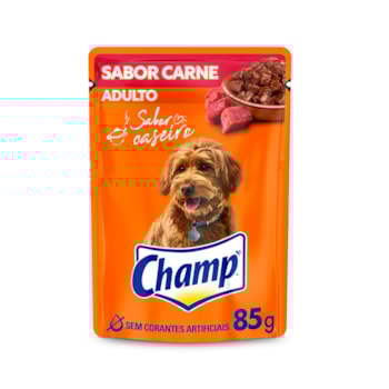 Ração Úmida Champ Sachê para Cães Adultos Sabor Carne 85g