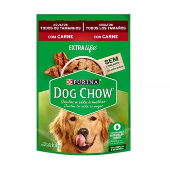 Ração Úmida Dog Chow Extra Life Sachê Carne e Arroz para Cães Adultos