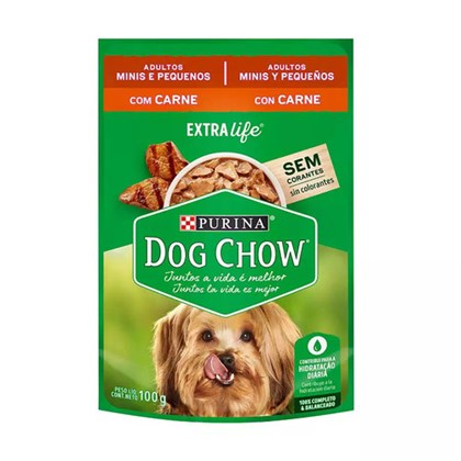 Ração Úmida Dog Chow Extra Life Sachê Carne e Arroz para Cães Adultos de Raças Pequenas