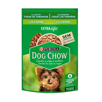 Ração Úmida Dog Chow Extra Life Sachê Carne e Arroz para Cães Filhotes