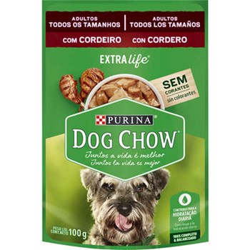 Ração Úmida Dog Chow Extra Life Sachê Cordeiro para Cães Adultos