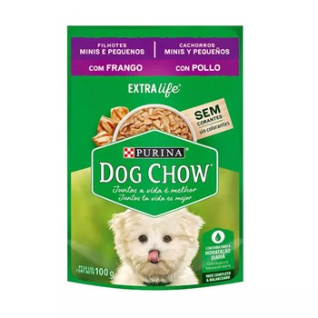 Ração Úmida Dog Chow Extra Life Sachê Frango e Arroz para Cães Filhotes de Raças Pequenas