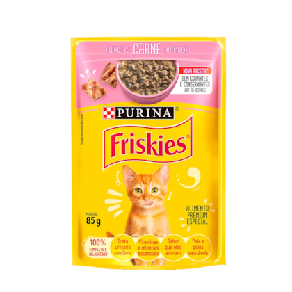 Ração Úmida Friskies Sachê Carne ao Molho para Gatos Filhotes