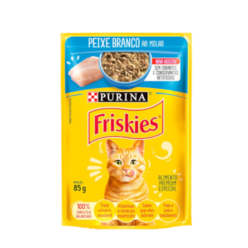 Ração Úmida Friskies Sachê Peixe Branco ao Molho