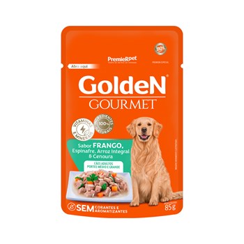 Ração Úmida Golden Gourmet para Cães Adultos de Porte Médio e Grande Sabor Frango 85g