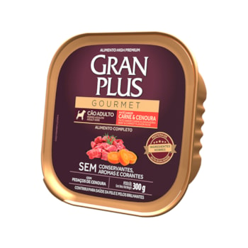 Ração Úmida GranPlus Gourmet Patê para Cães Adultos sabor Carne e Cenoura 300g