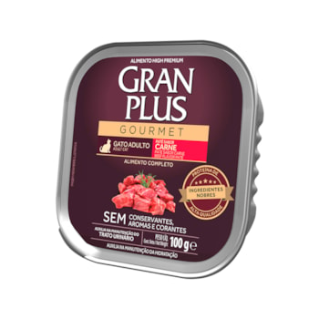 Ração Úmida GranPlus Gourmet Patê para Gatos Adultos sabor Carne 100g