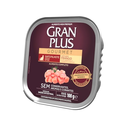 Ração Úmida GranPlus Gourmet Patê para Gatos Filhotes sabor Frango 100g