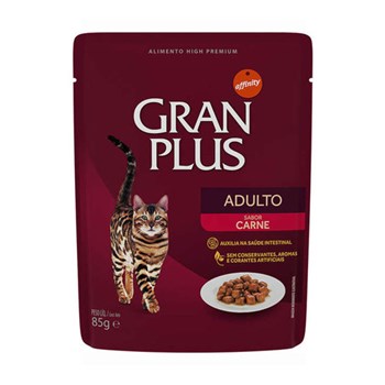 Ração Úmida GranPlus Sachê Carne para Gatos Adultos 85g