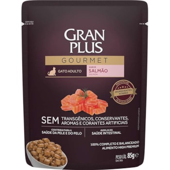 Ração Úmida GranPlus Sachê Salmão para Gatos Adultos 85g Ração Úmida GranPlus Sachê Salmão para Gatos Adultos 85g