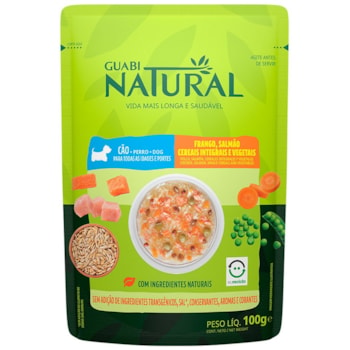 Ração Úmida Guabi Natural Frango, Salmão, Cereais e Vegetais para Cães Adultos 100g