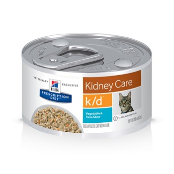Ração Úmida Hill's Prescription Diet Lata K/D Cuidado Renal Sabor Vegetais e Atum para Gatos Adultos com Doença Renal 82g