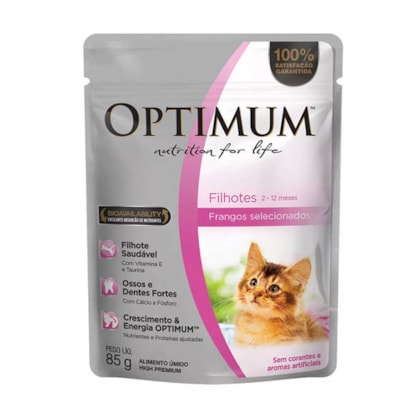 Ração Úmida Optimum Sachê Frango para Gatos Filhotes