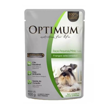 Ração Úmida Optimum Sachê para Cães Adultos de Raças Pequenas e Médias